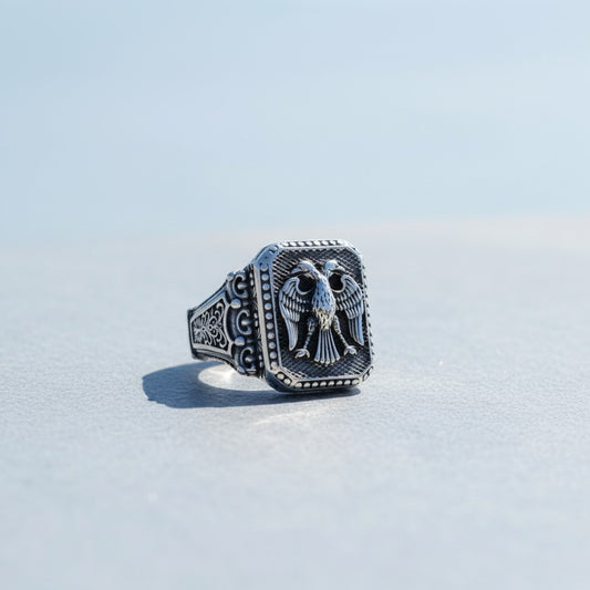 925 Ayar Gümüş Selçuklu Kartalı Erkek Yüzük