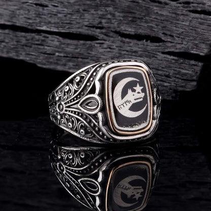 Bozkurt Göktürkçe Motifli 925 Ayar Gümüş Yüzük