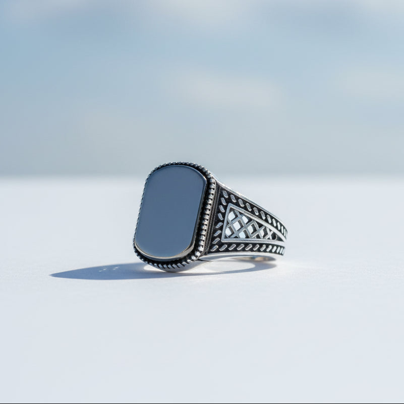 Oniks Taşlı 925 Ayar Gümüş Erkek Yüzük