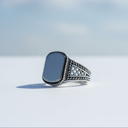 Oniks Taşlı 925 Ayar Gümüş Erkek Yüzük