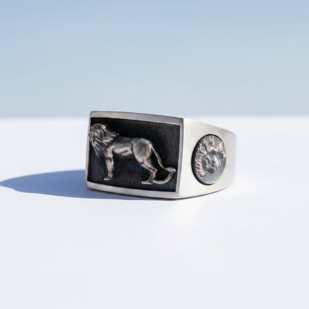 Herrenring mit Löwenmotiv | 925 Silber