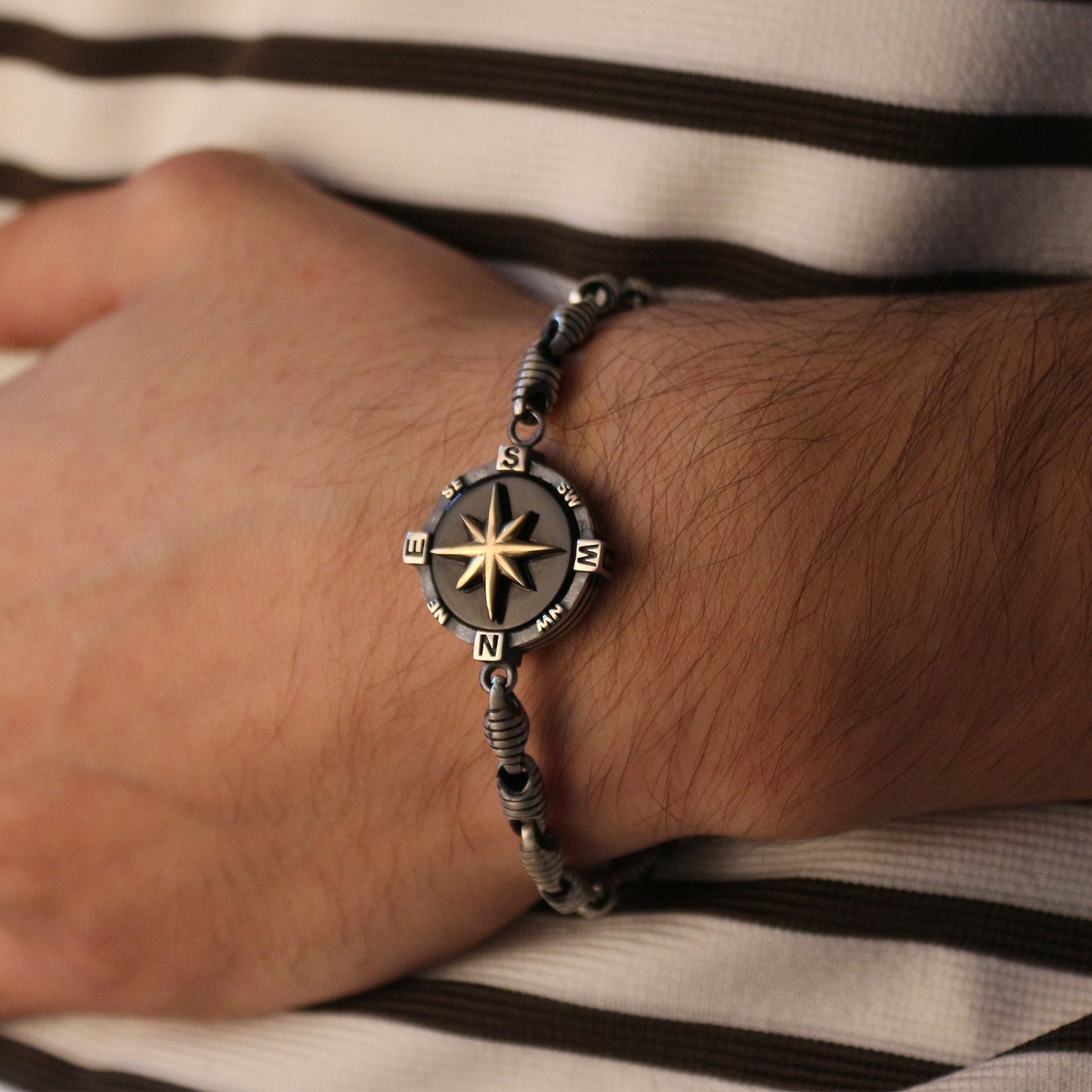 Compass Men’s Bracelet | 925 Sterling Silver