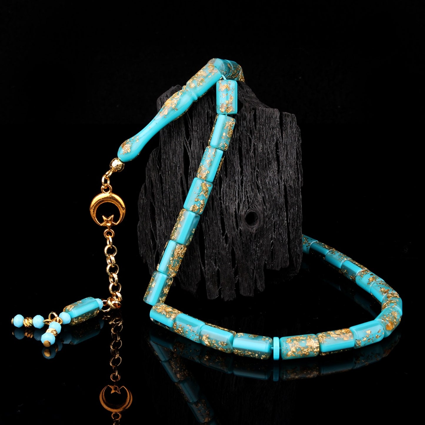 Turquoise Cut Enamel Tesbih | Metal