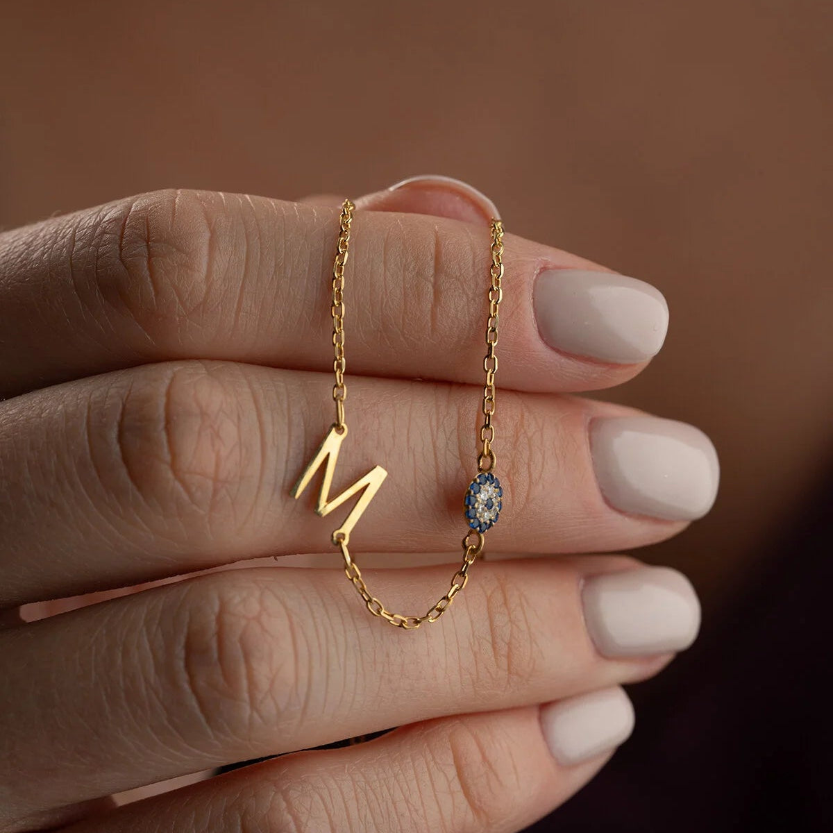Personalized Initial Evil Eye Necklace | Gold Plated 925 Silver