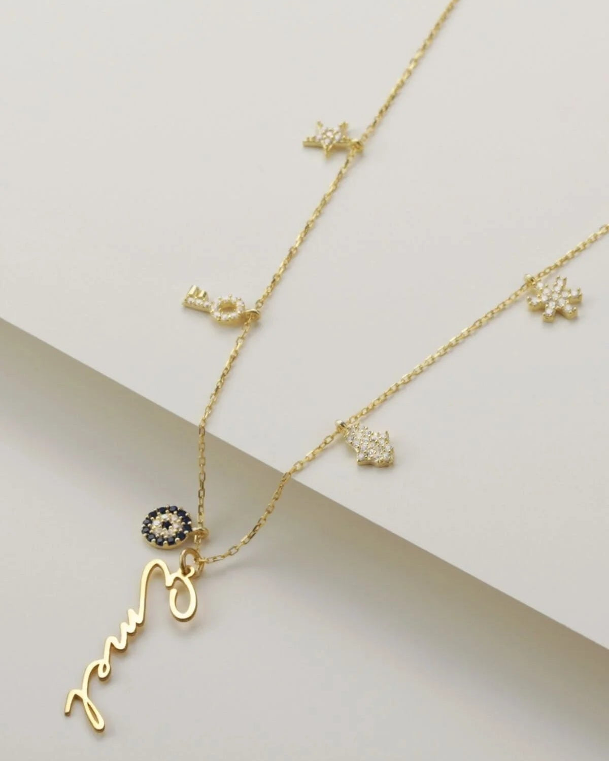 Personalized Name & Lucky Charm Necklace | 925 Silver