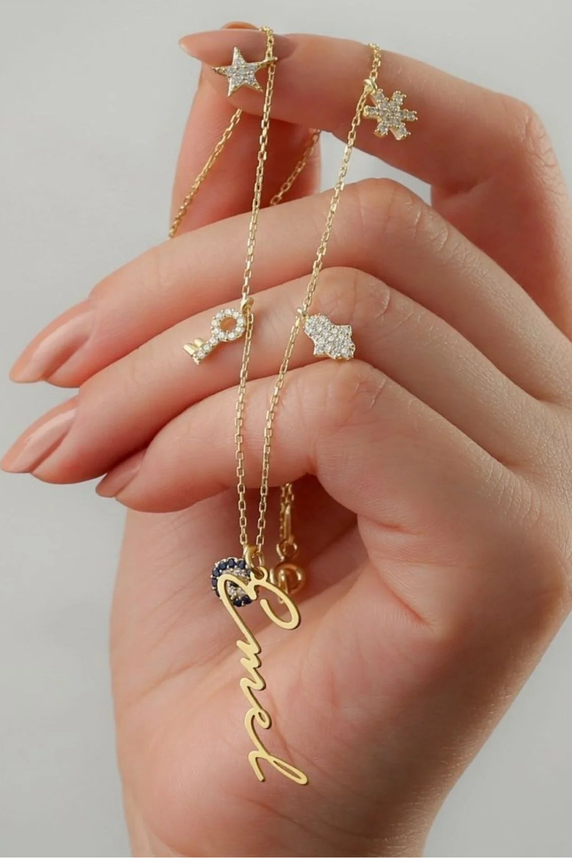 Personalized Name & Lucky Charm Necklace | 925 Silver
