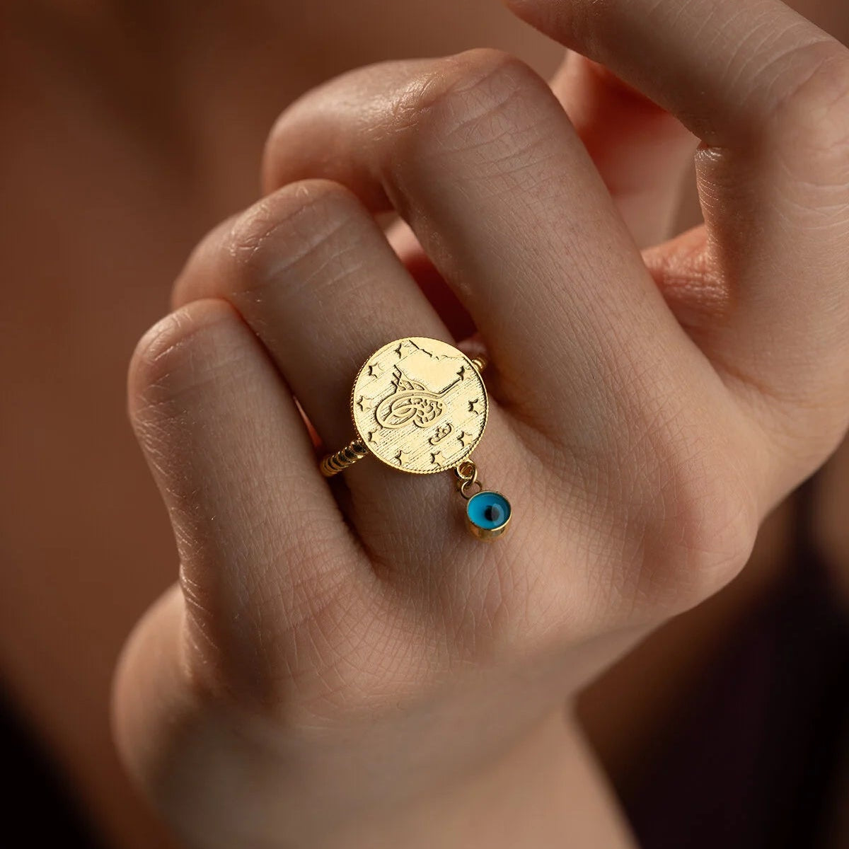 Tughra Ring mit Nazar Auge | 925 Silber