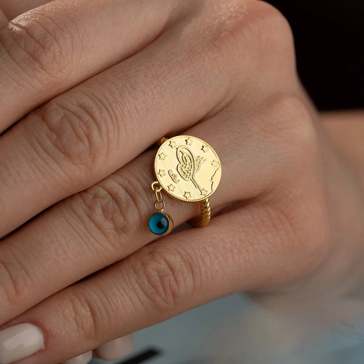 Tughra Ring mit Nazar Auge | 925 Silber