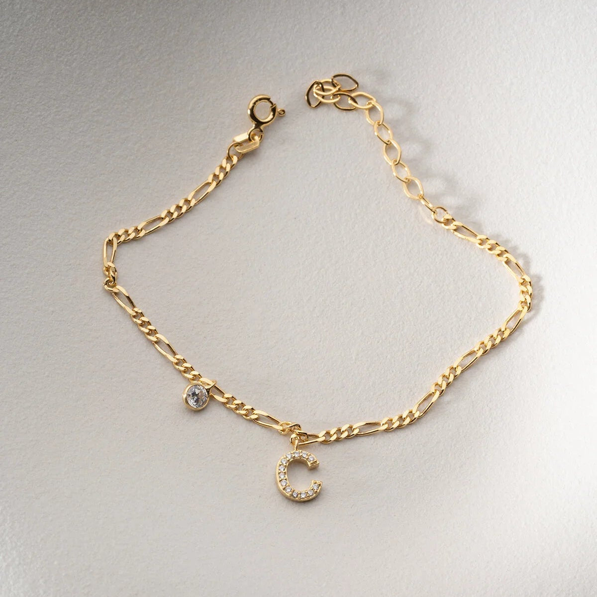Figaro Armband mit Steinbesetztem Mond | 925 Silber