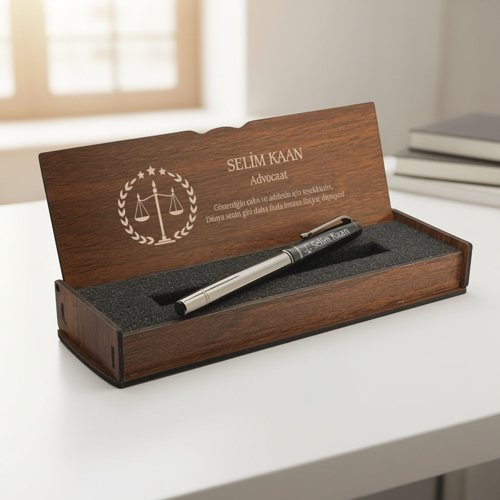 Lawyer Private Message Wooden Boxed Roller Pen Set
