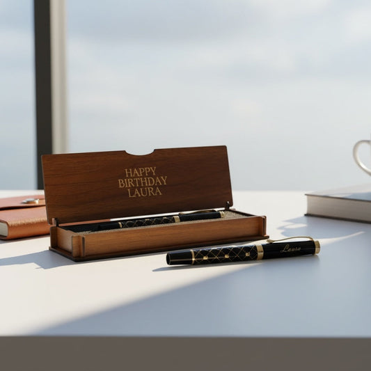 Rôles nommés crayon et note coffre-cadeau en bois écrit en bois écrit