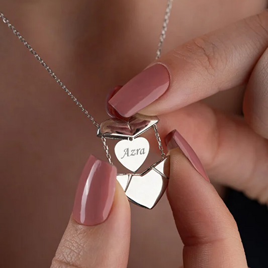 925er Silber Herz Namenskette (Silberfarben)