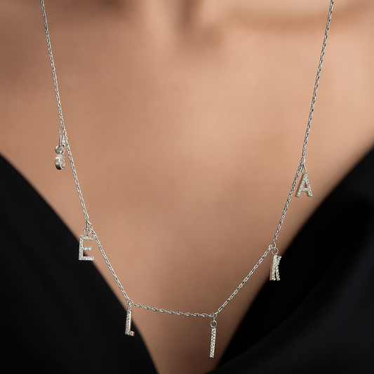 Aurora Namenskette – 925er Silber & Zirkonia