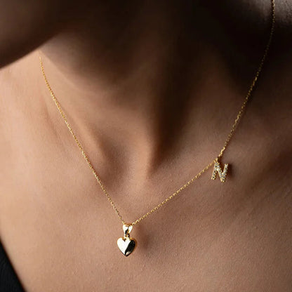 925 Ayar Gümüş Kalpli Harf Kolye