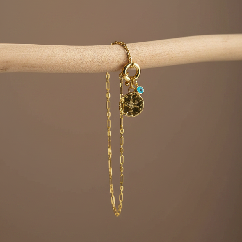 OttomanCharm 925 – Armband mit Reşat-Münze & Nazar
