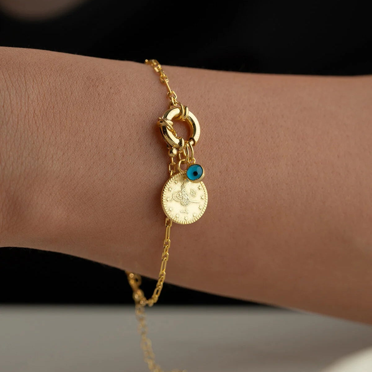 OttomanCharm 925 – Reşat Altın Detaylı Bileklik