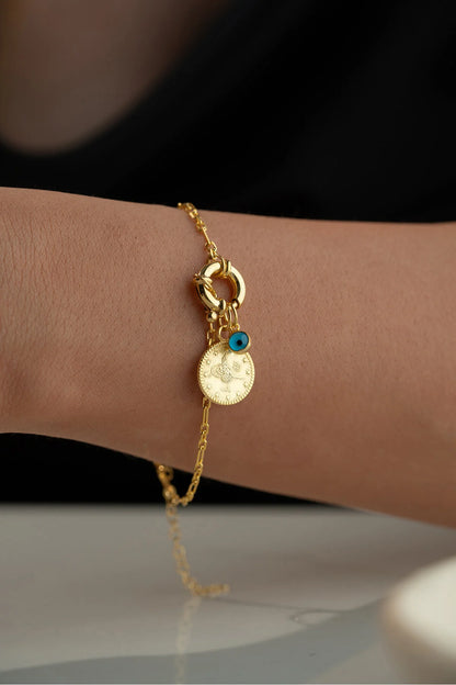 OttomanCharm 925 – Reşat Altın Detaylı Bileklik