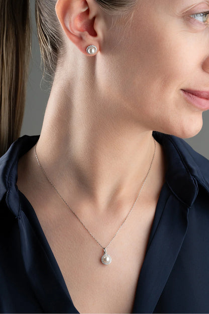 LunaPearl 925 – İnci Kolye ve Küpe Seti