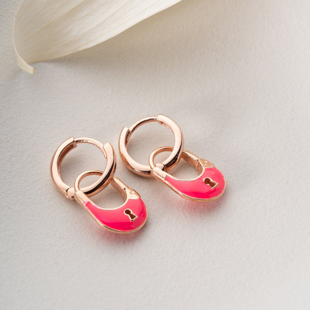 Keylock Earrings - 925 Sterling Silver Lock Figure Earrings