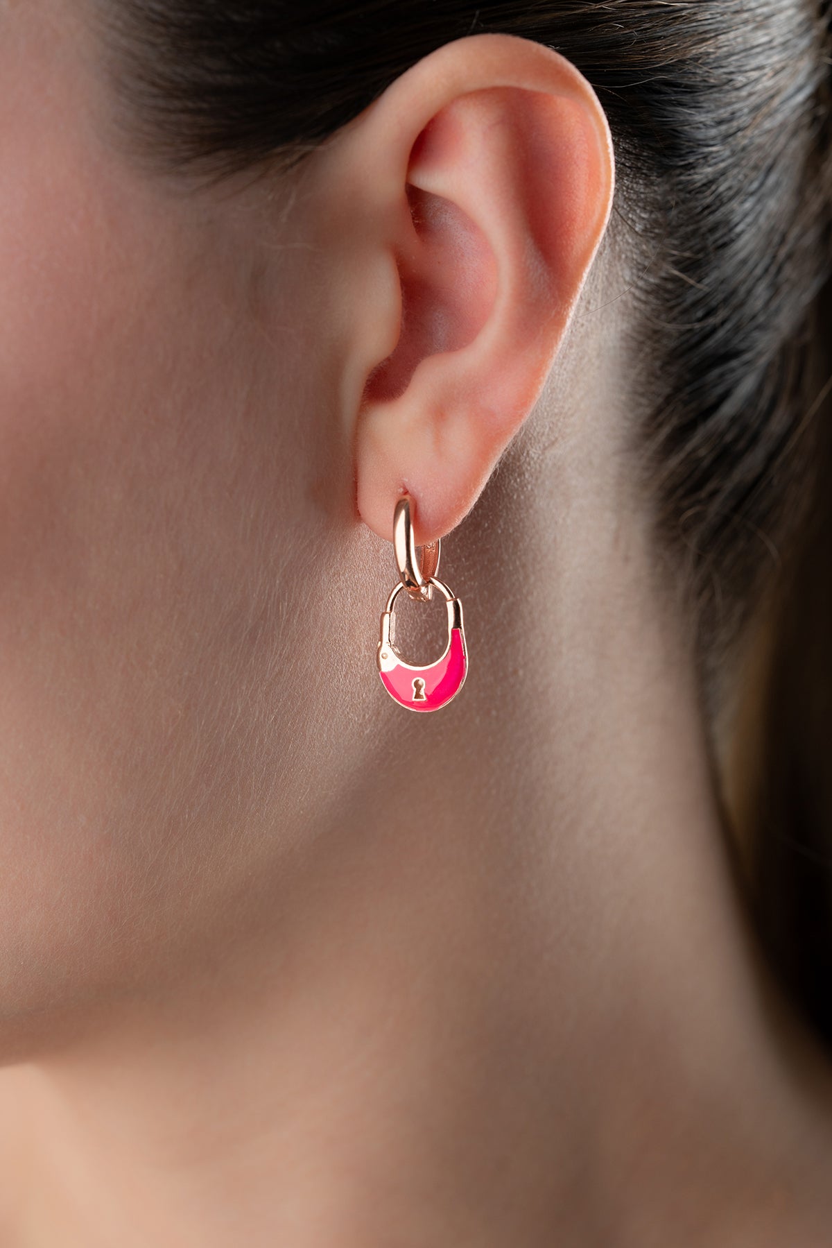 Keylock Earrings - 925 Sterling Silver Lock Figure Earrings