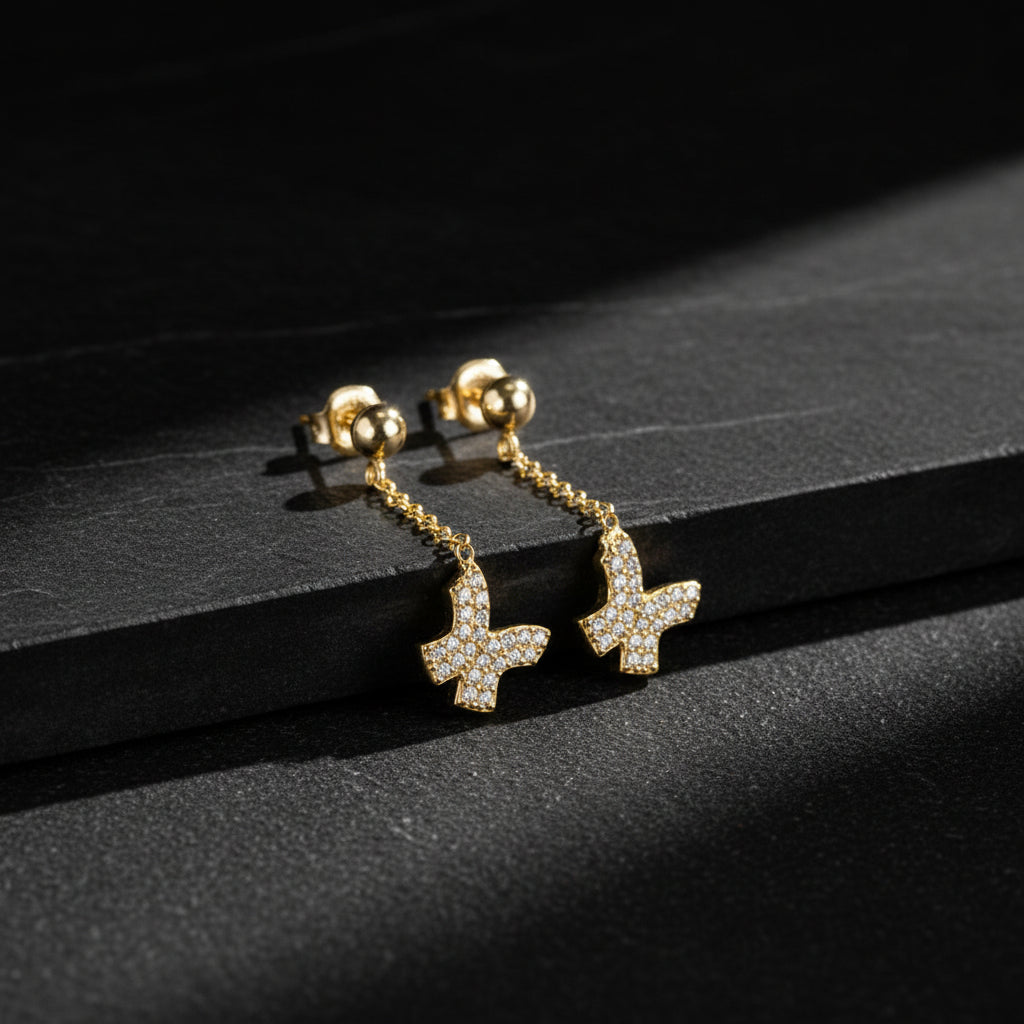Butterfly shine butterfly chain earrings