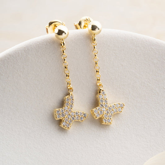 Butterfly shine butterfly chain earrings