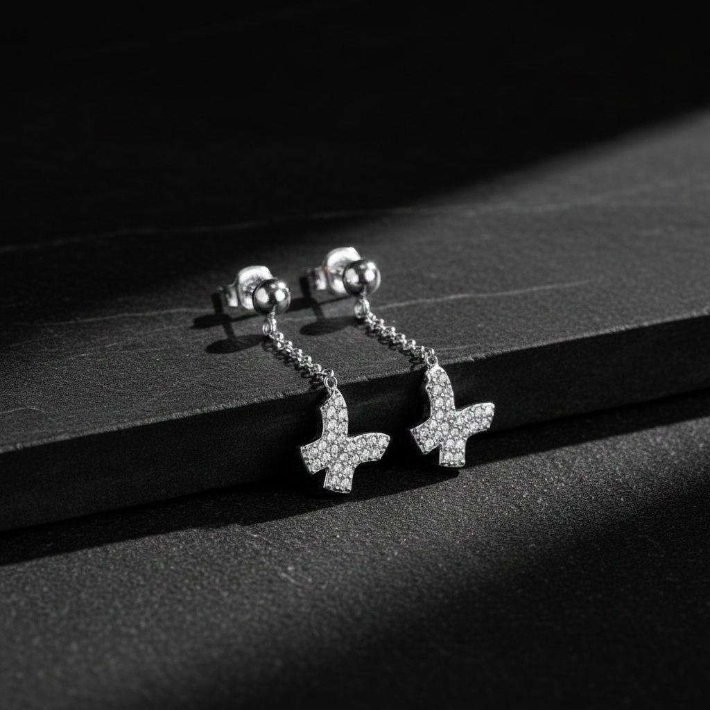 Butterfly shine butterfly chain earrings
