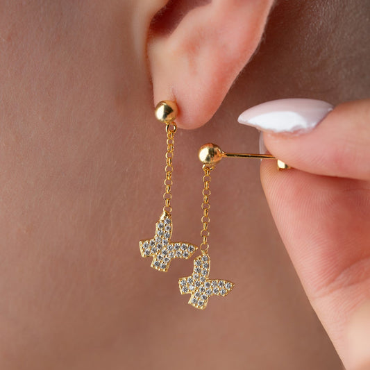 Butterfly shine butterfly chain earrings