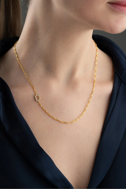 925 Collier détaillé en pierre en argent sterling