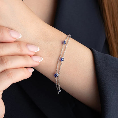 Blaues Nazar-Armband – 925er Silber – Blue Aura

