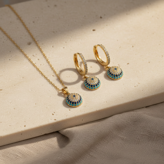 Notee Necklace Earrings Set - 925 Sterling Silver