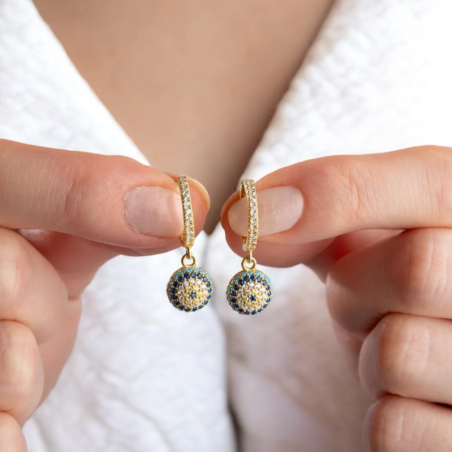 925 Sterling Silver Evil Eye Earrings