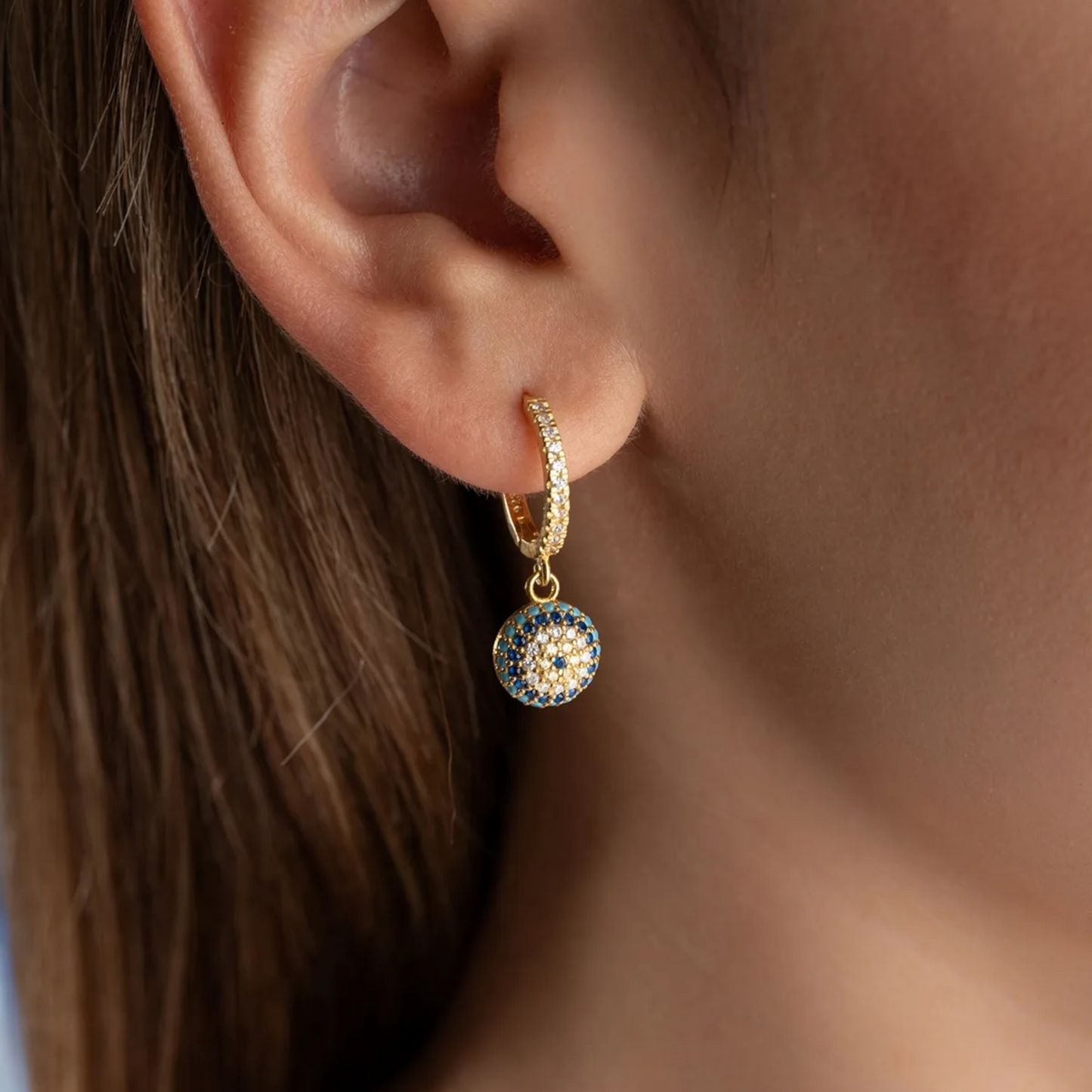 925 Sterling Silver Evil Eye Earrings