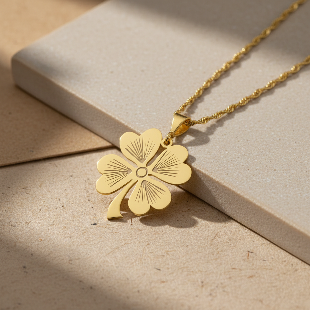 925 Sterling Silver Gold Clover Necklace