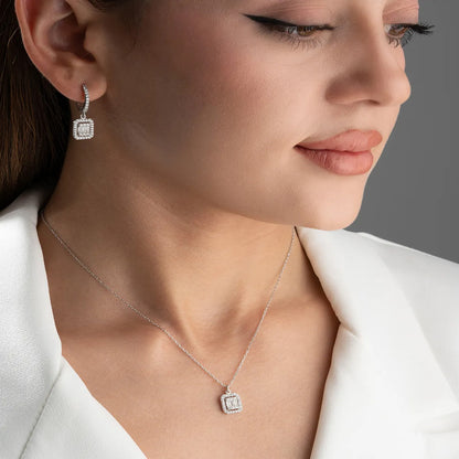 925 Ayar Gümüş Baget Kolye Küpe Seti