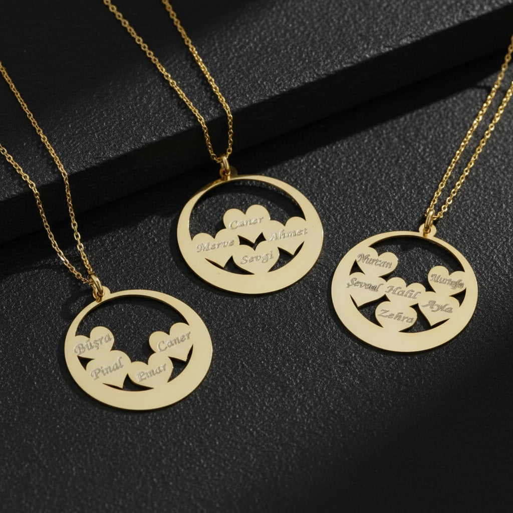 HEART FAMILY - 925 SET Silver Personalized Necklace