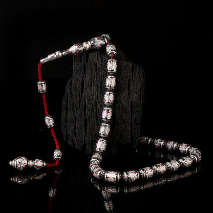 925 Ayar Gümüş Mine İşlemeli Tesbih