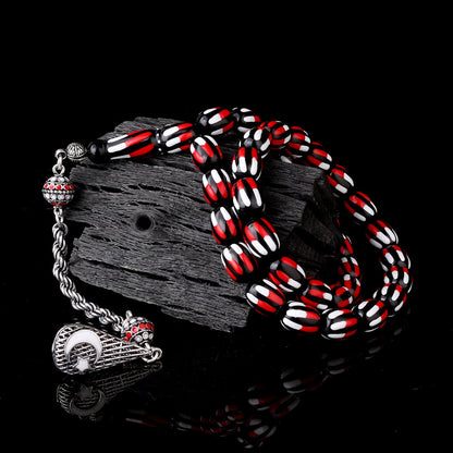 925 Sterling Silver Sild Enemel Fire Amber Tripment-5