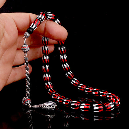 925 Sterling Silver Sild Enemel Fire Amber Tripment-5