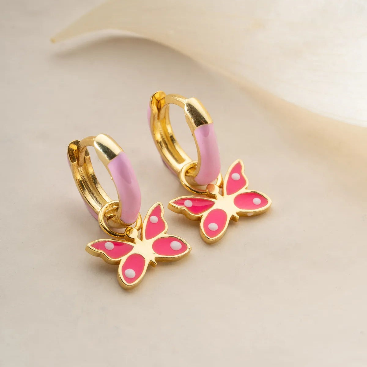 925 Silver Pink Butterfly Kids Earrings