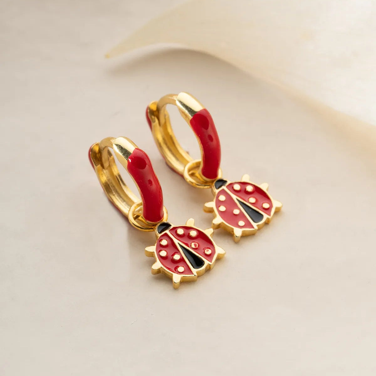 925 Silver Red Ladybug Kids Earrings