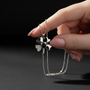 925er Sterling Silber Kleeblatt-Halskette mit "Ich liebe dich" in 100 Sprachen