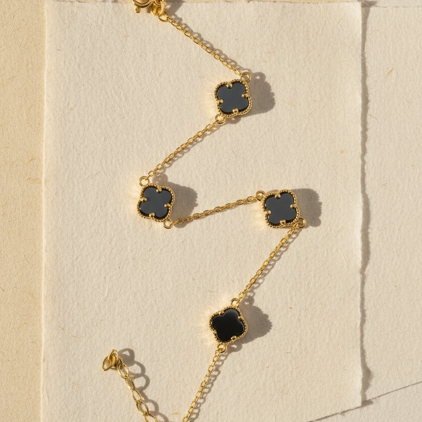 925 Sterling Silver Gold Clover Bracelet