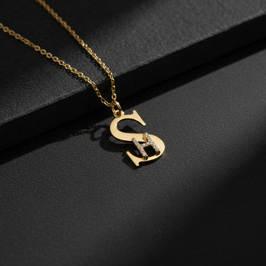 Personalisierte Buchstaben Kette mit Stein-Details