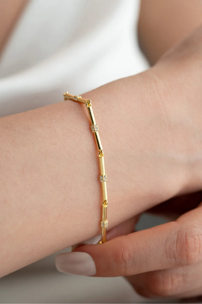 925 Ayar Gümüş Gold Trend Bileklik