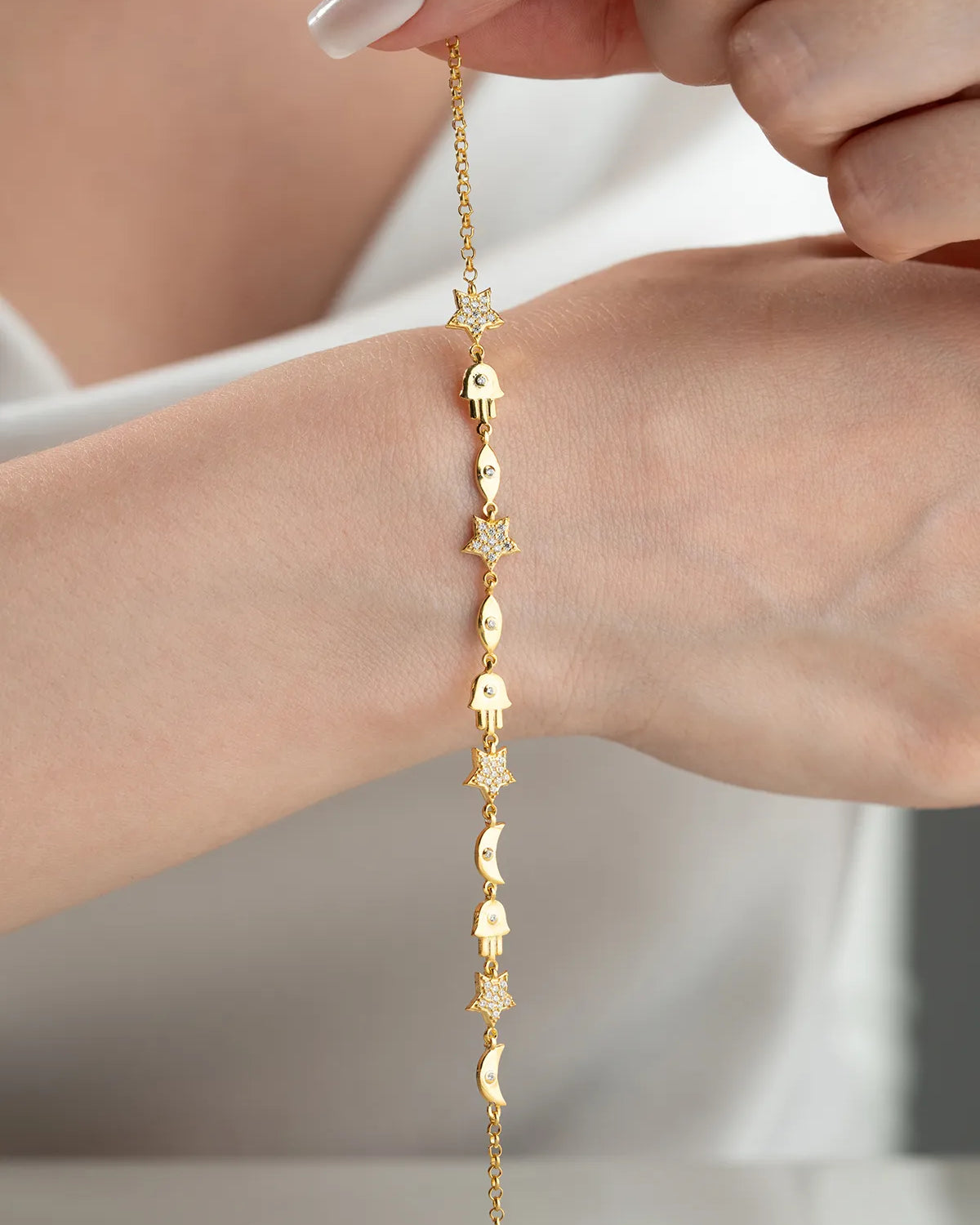 925 Ayar Gümüş Gold Figür Bileklik