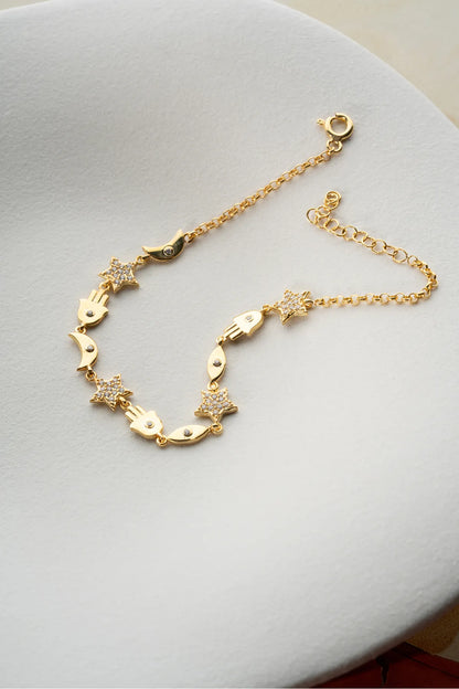 925 Ayar Gümüş Gold Figür Bileklik