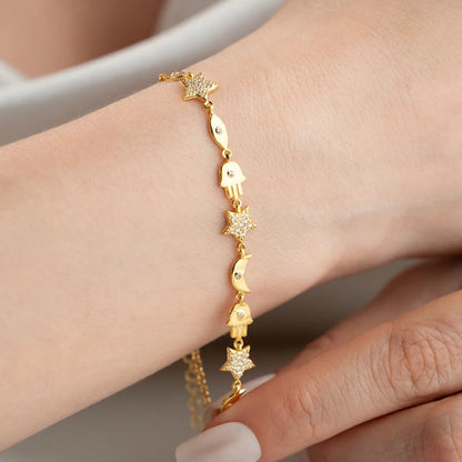 925 Ayar Gümüş Gold Figür Bileklik