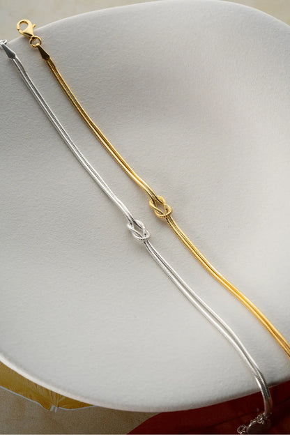 925 Bracelet à double nœud d'amour personnalisé en argent sterling en argent sterling