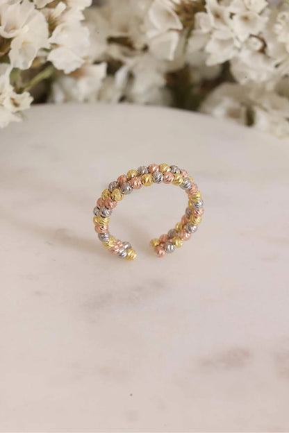 925 Ayar Gümüş Rose Ayarlanabilir 2 Sıra Dorika Yüzük